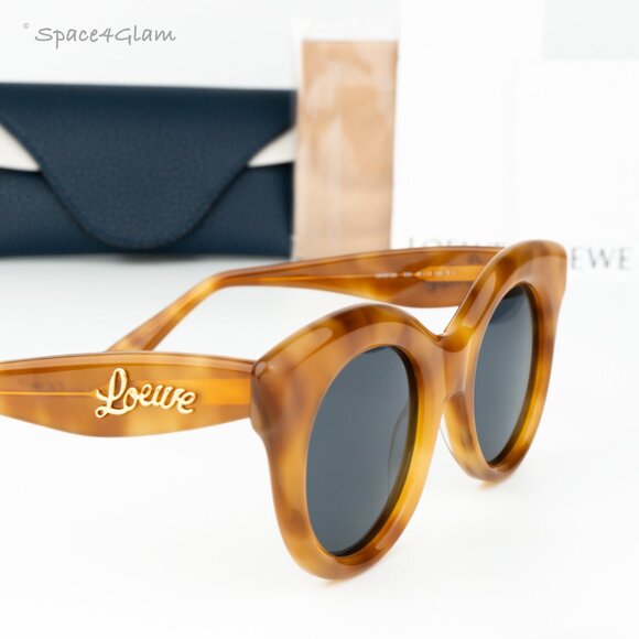 Loewe Women Sunglasses Shiny Havana Blue Cat Eye LW40126I CURVY 53V BRAND NEW - Picture 4 of 8